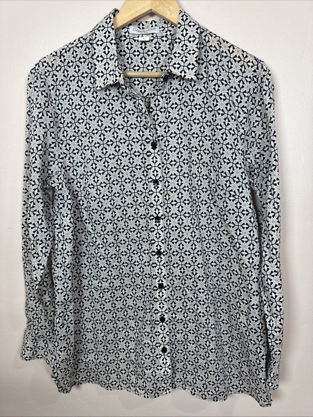 Coldwater Creek Womens Button Down Shirt Lightweight Cotton Coastal Preppy XL